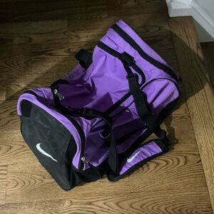 Nike Black and Purple Sports Duffel Bag